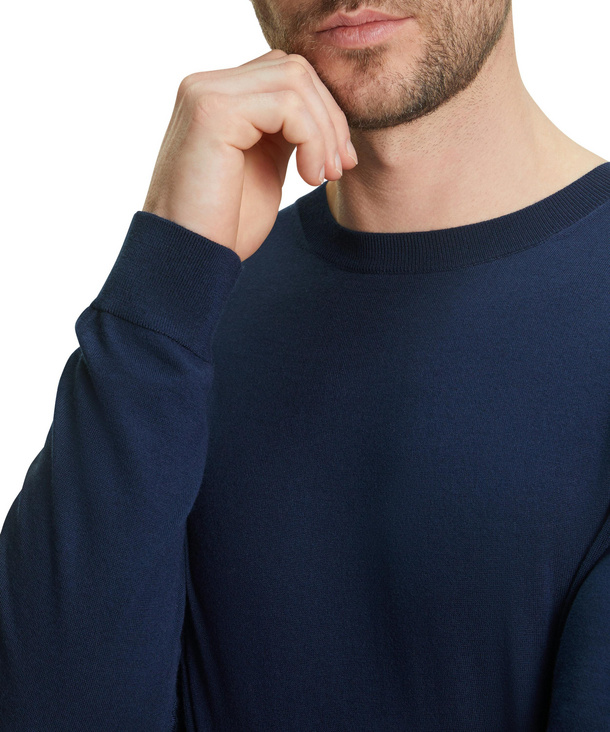 Herren Pullover Rundhals Blau Falke