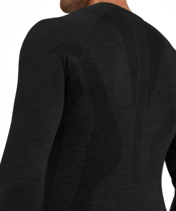 Men Long Sleeve Shirt Wool Tech Black FALKE