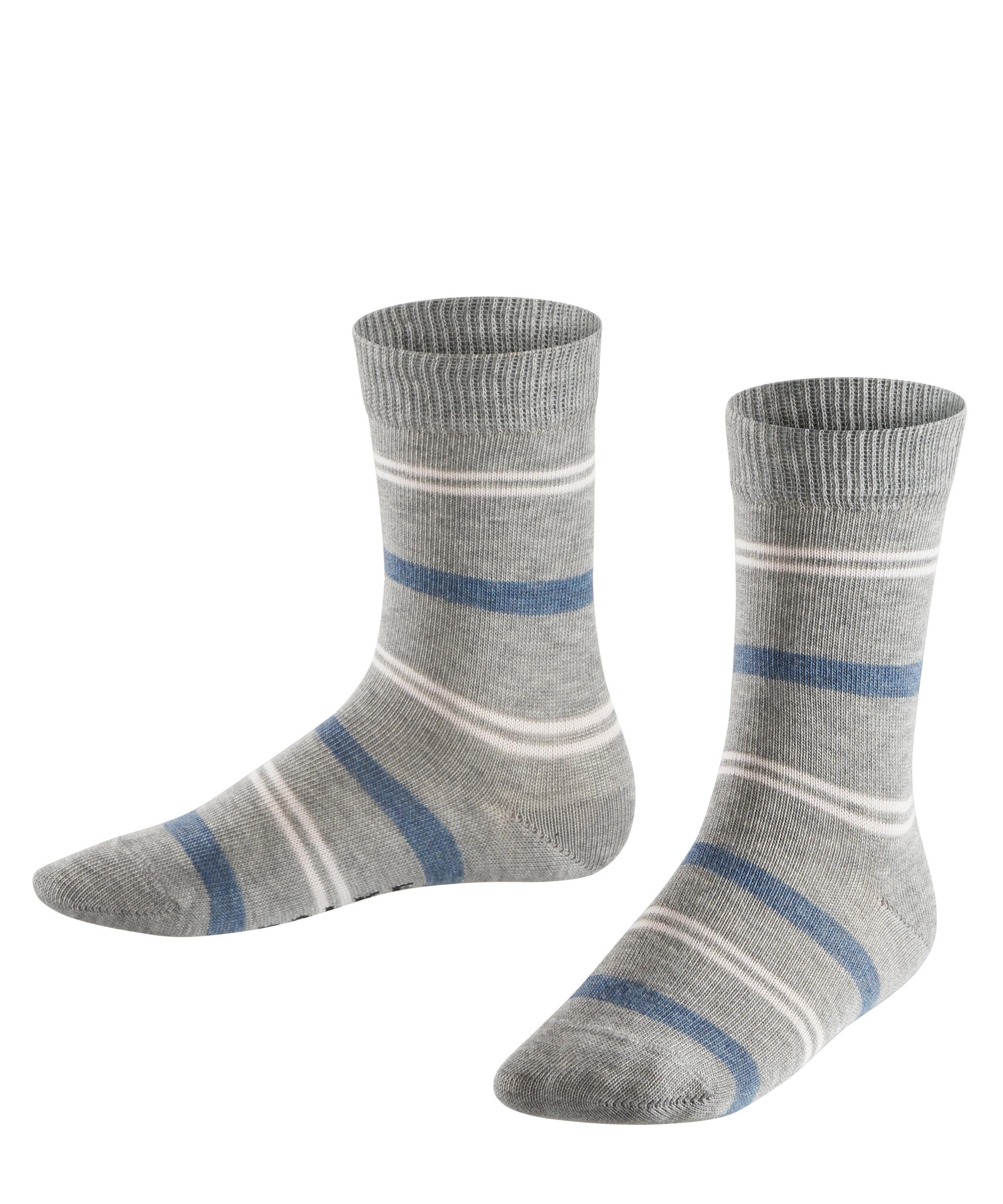 FALKE Pencil Stripe Kids Socks, 7-9.5, Grey, Stripes, Cotton