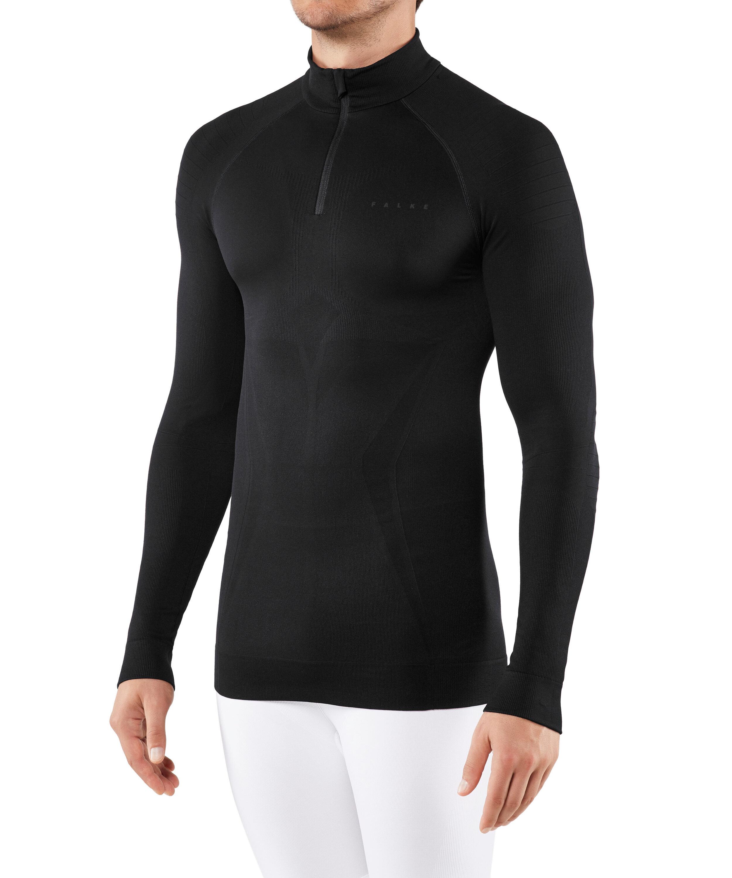 FALKE Men Long sleeved Shirt Maximum Warm, M, Black, Solid