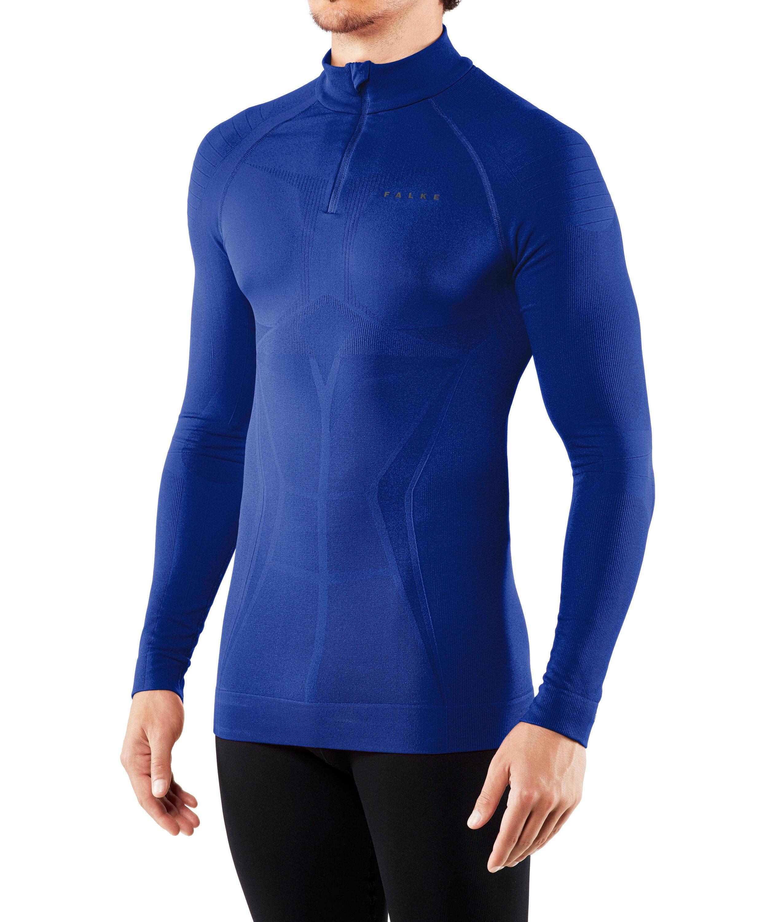 FALKE Men Long sleeved Shirt Maximum Warm, M, Blue, Solid
