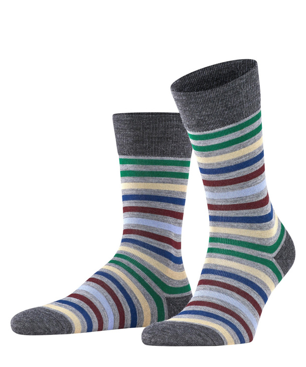 FALKE Socken Oxford Baumwolle Kinder schwarz blau viele weitere Farben verstärkte Kindersocken mit Muster atmungsaktiv dünn bunt mit Streifen 1 Paar 
