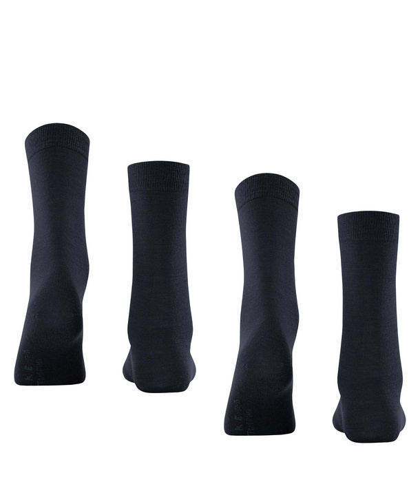 FALKE Damen Socken Softmerino 2er Pack – Größe 37/38, Dunkelblau, Weiche Merinowolle