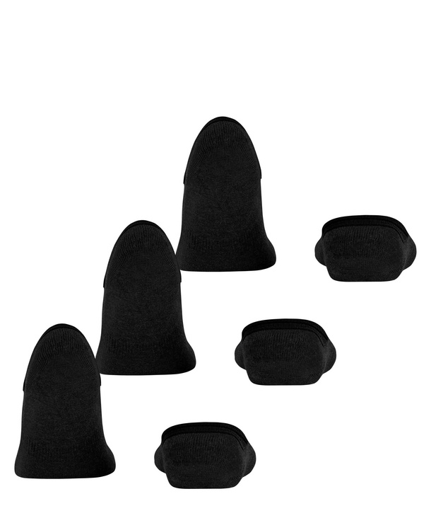 FALKE Dames Liner sokken Invisible Step High Cut Multipack W In katoen onzichtbar eenkleurig 3 paar, Zwart Black 3000, 41-42