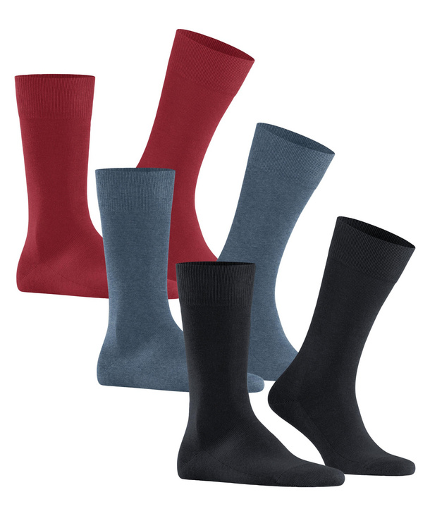 FALKE Family 3 Paia Calzini Unisex Bambini – Cotone Alti Al Polpaccio – Tinta Unita Nero, Blu, Bianco, Grigio – Taglie 19-42