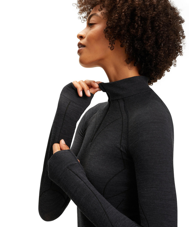 Wool-Tech WOMEN ZIP SHIRT COMFORT (Black) | FALKE