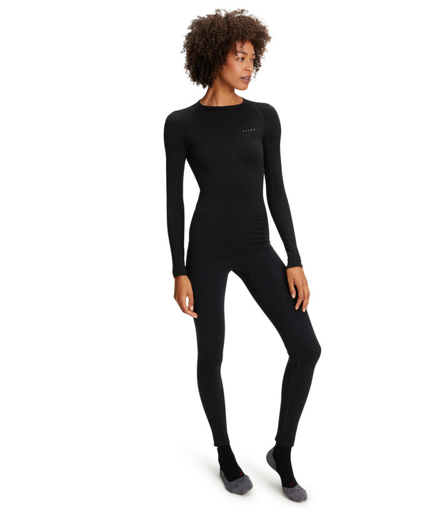 Warm WOMEN LONGSLEEVED SHIRT TIGHT FIT (Black) | FALKE