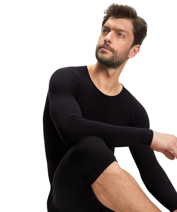 Warm MEN LONGSLEEVED SHIRT TIGHT FIT (Black) | FALKE