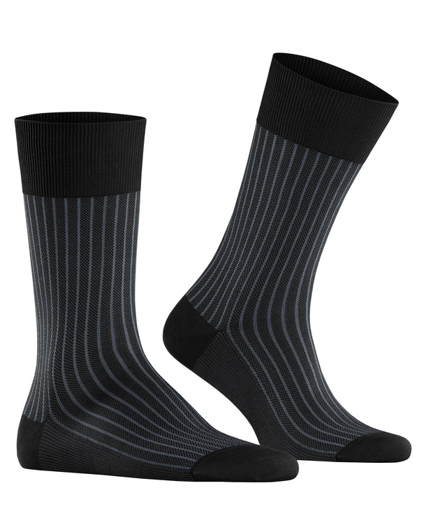Oxford Stripe Men Socks (Black) | FALKE