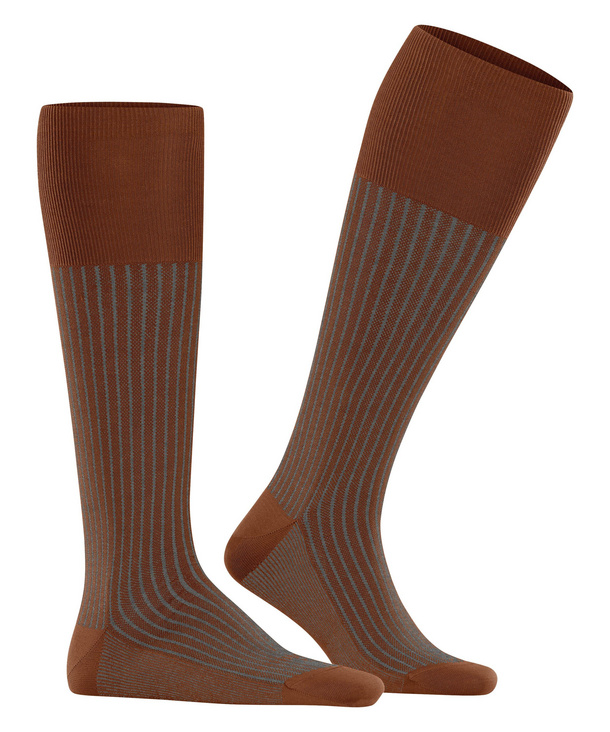 Oxford Stripe Men Knee-High Socks (Brown)
