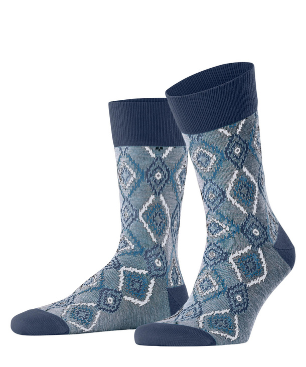 Blue/Grey, Geometric Fairisle Mens Sock
