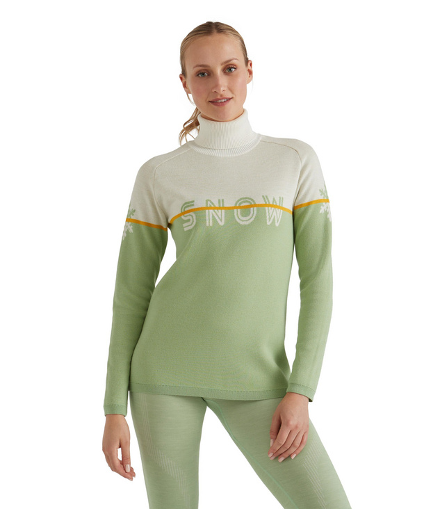 Women Skiing Pullover Roll-neck (Green)