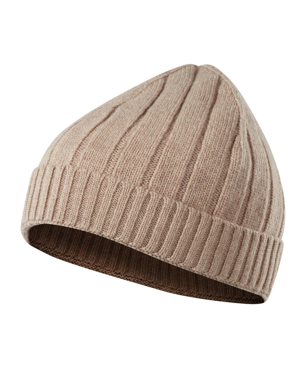 Beige Soft Ribbed Knit Beanie, Accessories