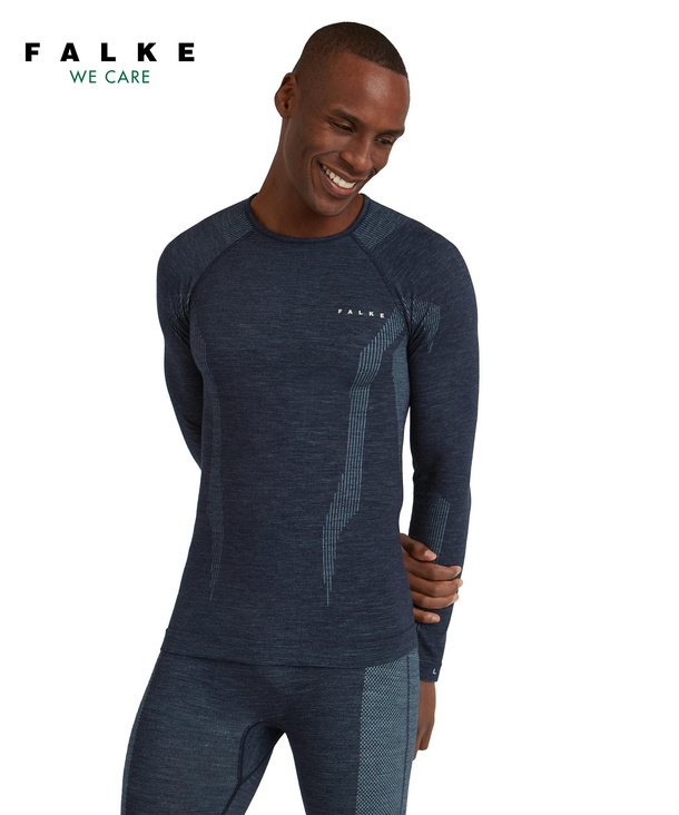 Men Long sleeve shirt Wool-Tech (Blue) | FALKE