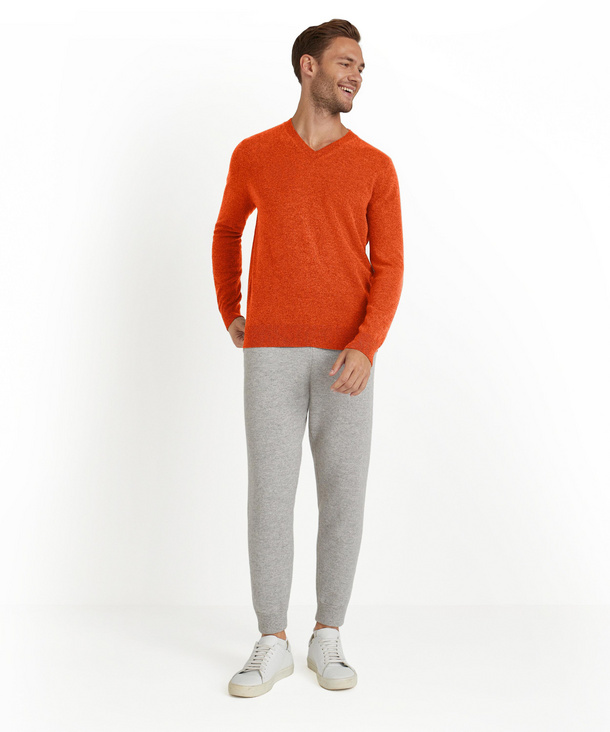 Pure Cashmere Men Pullover (Orange)