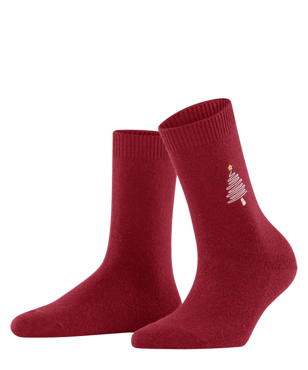 Cosy Wool Christmas Tree Mujer Calcetines (Rojo)