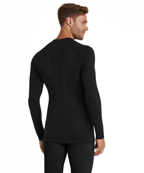 Men Long sleeve shirt Wool-Tech (Black) | FALKE