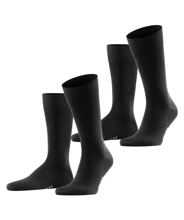 FALKE Happy 2-Pack M SN Coton Unies Lot De 2 Paires, Chaussettes Basses Homme, Noir (Black 3000), 43-46