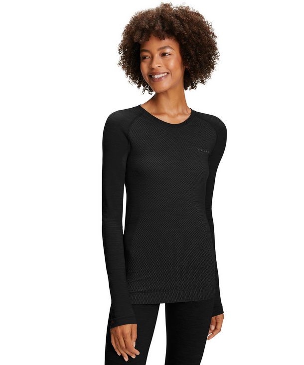 Women Long sleeve shirt Wool-Tech Light (Black) | FALKE | Rundhalsshirts