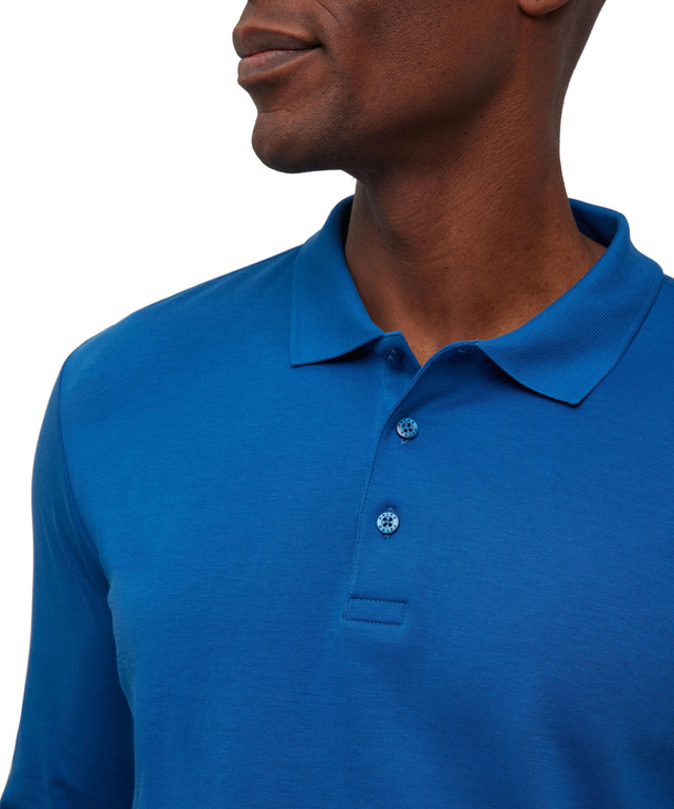 Men Long sleeve shirt Polo (Blue) | FALKE