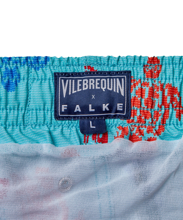 Fake fashion denim swim trunks