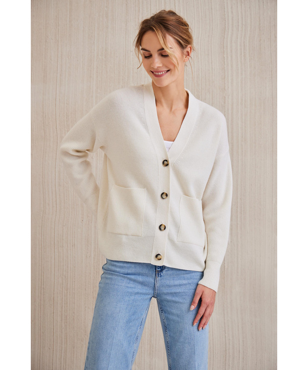 Women Cardigan V neck Beige FALKE