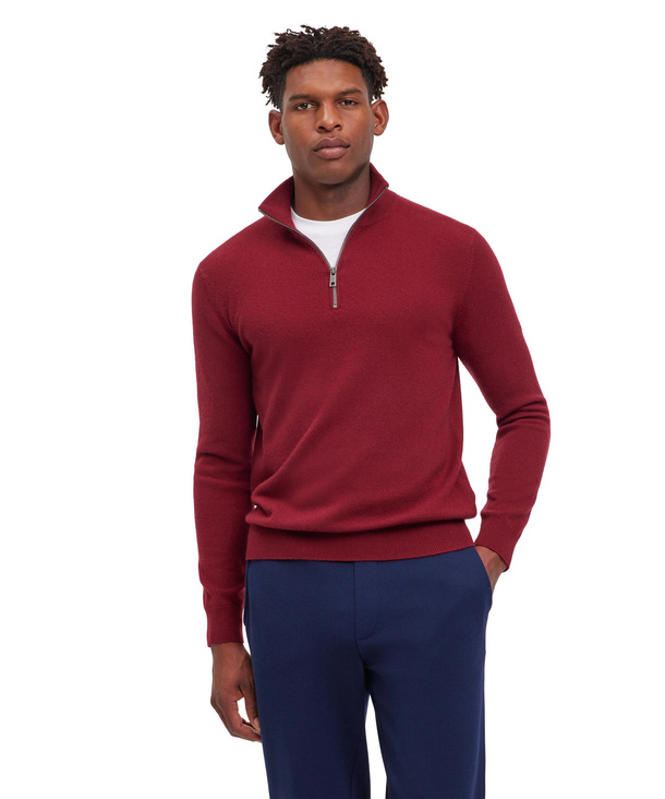 Uomo Pullover Collo a lupetto con zip Rosso FALKE