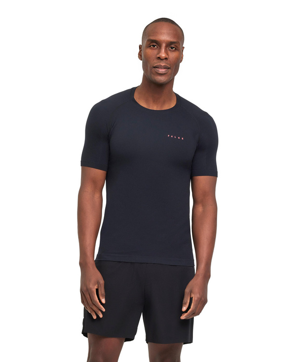 Seamless Men Running T Shirt Round neck Black FALKE