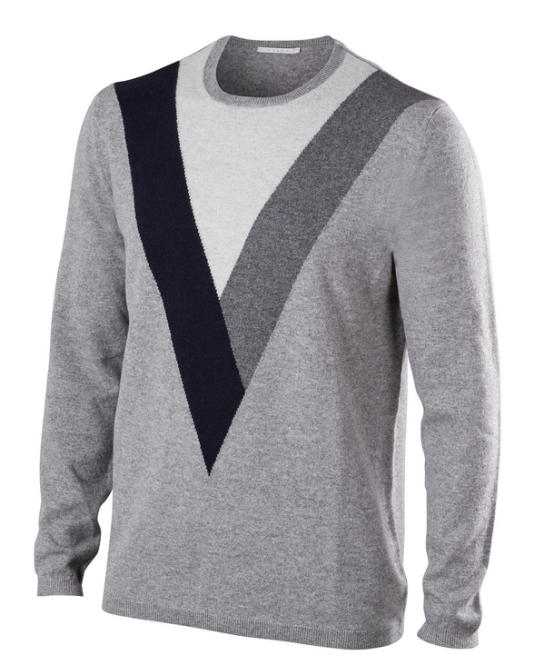 Image of FALKE Men Golf Pullover, L, Grey, Virgin Wool