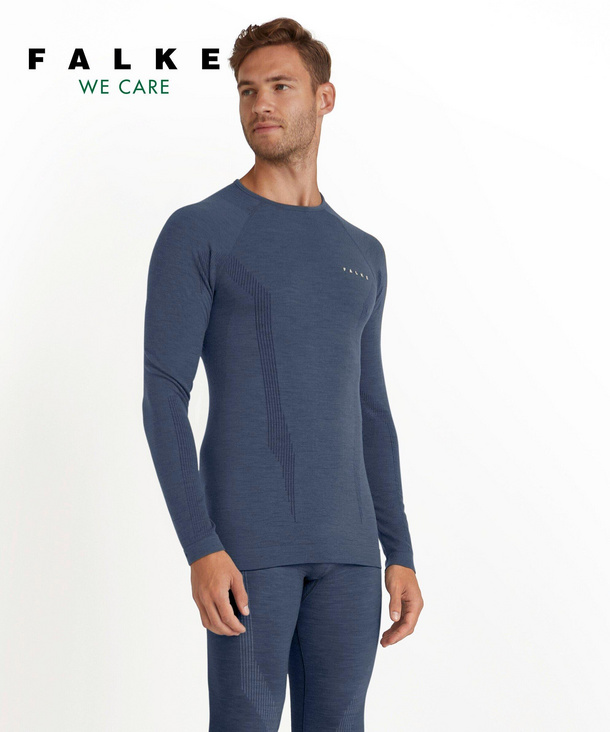 Men Long-sleeve shirt Wool-Tech (Blue) FALKE