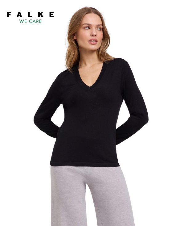 Falke Pullover Damen Pullover Schwarz Rundhals Damen Pullover