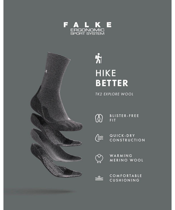 Trekking Socks TK2 Wool Women (Grey) | FALKE