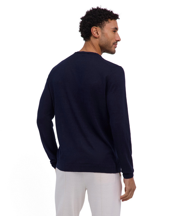 Silk Linen Men Pullover (Blue)