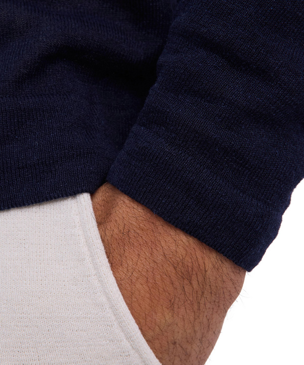 Silk Linen Men Pullover (Blue)