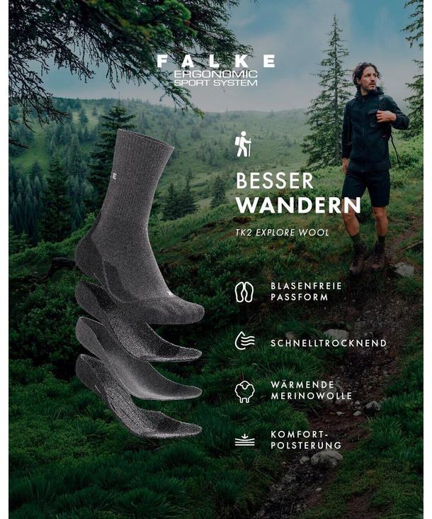 Trekking Socks TK2 Wool Men (Blue) | FALKE