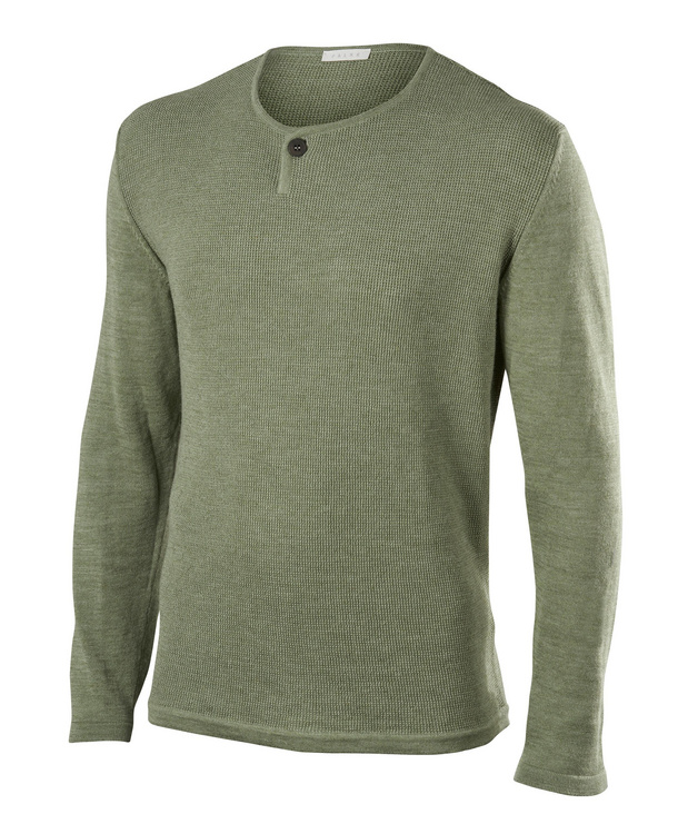 Image of FALKE Light Men Pullover Round-neck, M, Green, Block colour, Cotton
