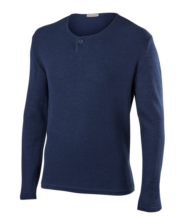 Image of FALKE Light Men Pullover Round-neck, L, Blue, Block colour, Cotton