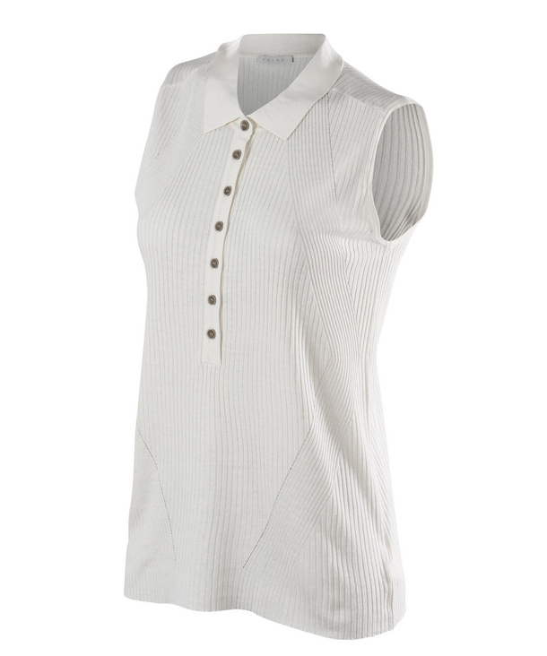 Image of FALKE Imperia Women Tanktop Polo, M, White, Block colour, Silk