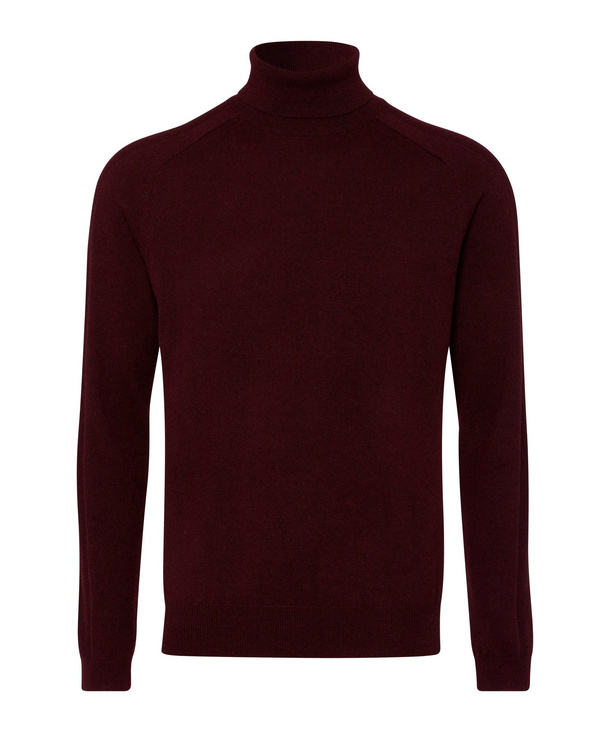 Image of FALKE Men Pullover Roll-neck, 48, Red, Block colour, Cashmere