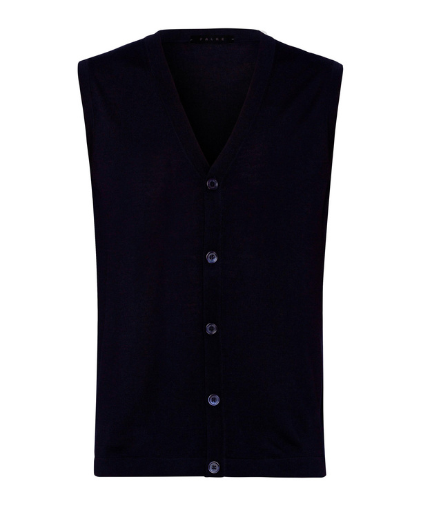 Image of FALKE Men Waistcoat, 48, Blue, Block colour, Virgin Wool