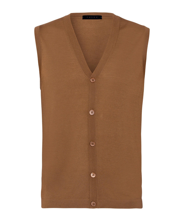 Image of FALKE Men Waistcoat, 46, Beige, Block colour, Virgin Wool