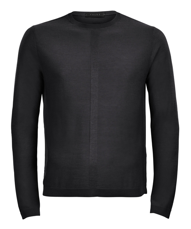 Image of FALKE Men Pullover Round-neck, 46, Black, Block colour, Cashmere