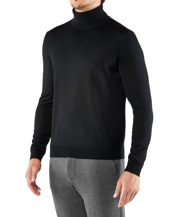 mens black roll neck top