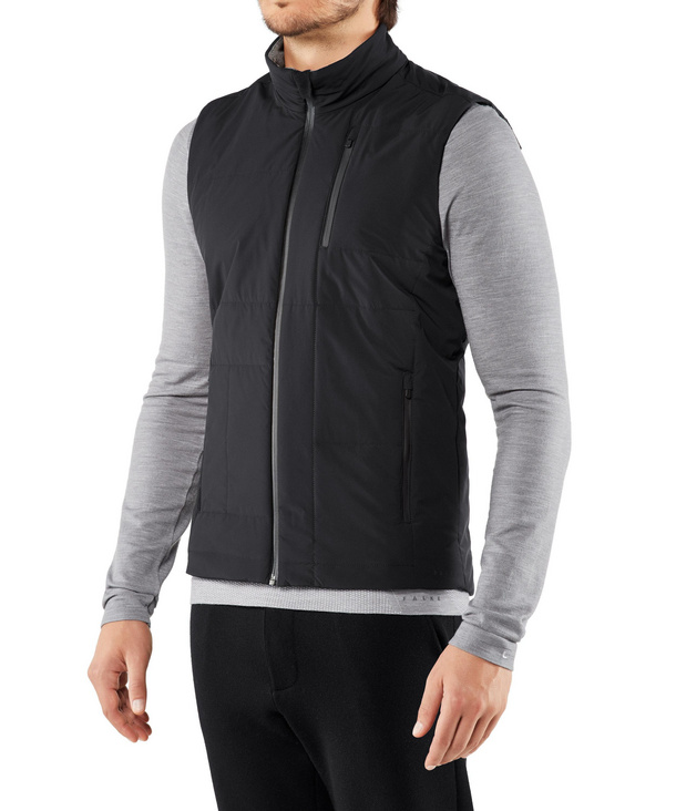 Image of FALKE Fragment Men Waistcoat Stand-up collar, L, Black, Block colour