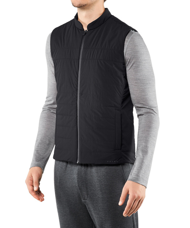 Image of FALKE Men Waistcoat Stand-up collar, L, Black, Block colour