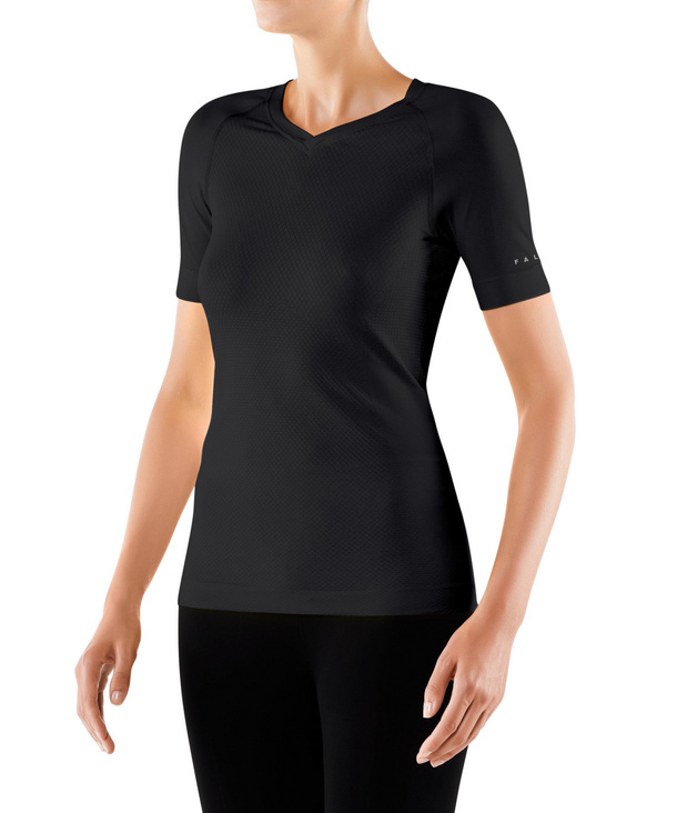 Image of FALKE Women Short sleeved Shirt Cool, L, Black, Block colour