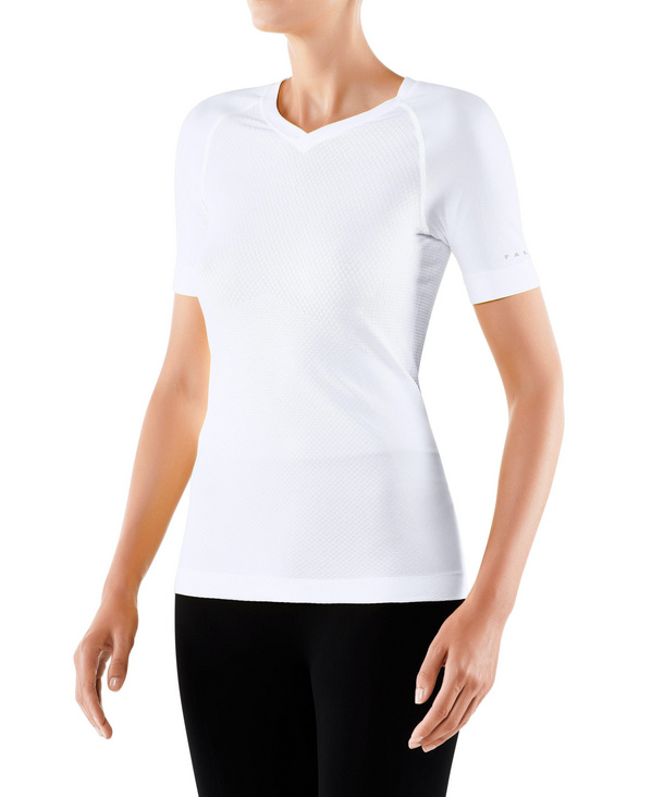Image of FALKE Women Short sleeved Shirt Cool, L, White, Block colour