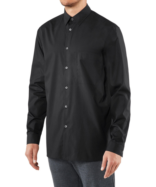 Image of FALKE Men Shirt, 46, Black, Block colour, Cotton