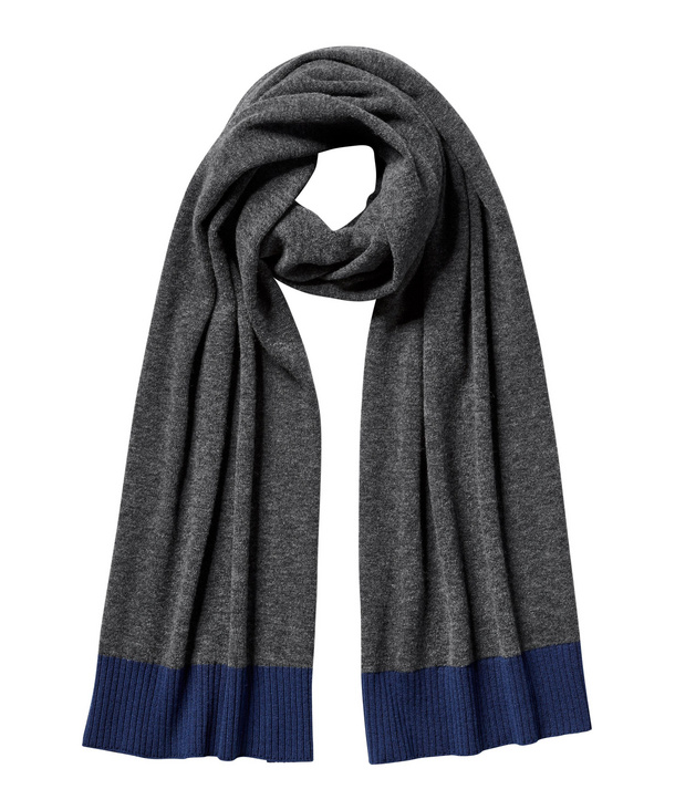 Image of FALKE Men Scarf, ONESIZE, Grey, Other pattern, Virgin Wool