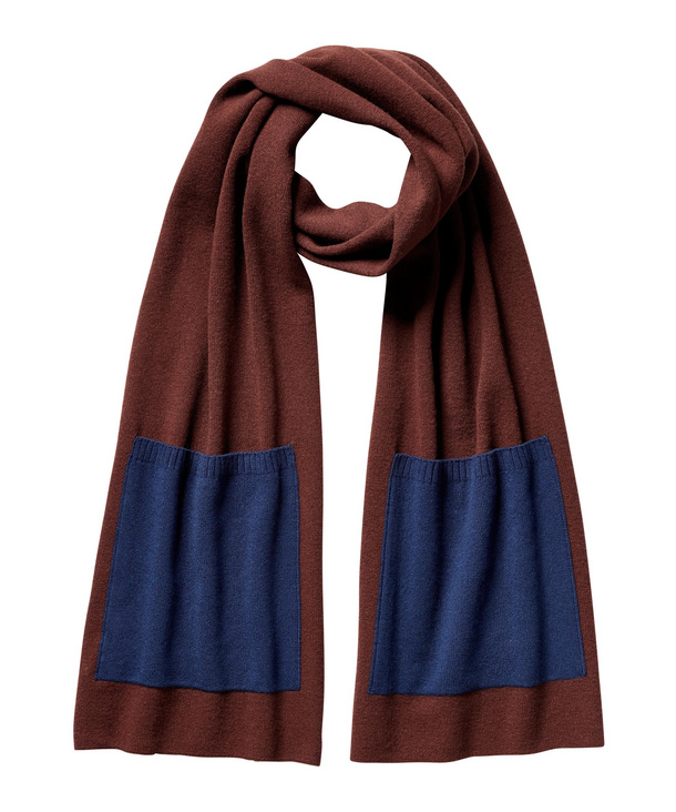 Image of FALKE Men Scarf, ONESIZE, Brown, Block colour, Virgin Wool